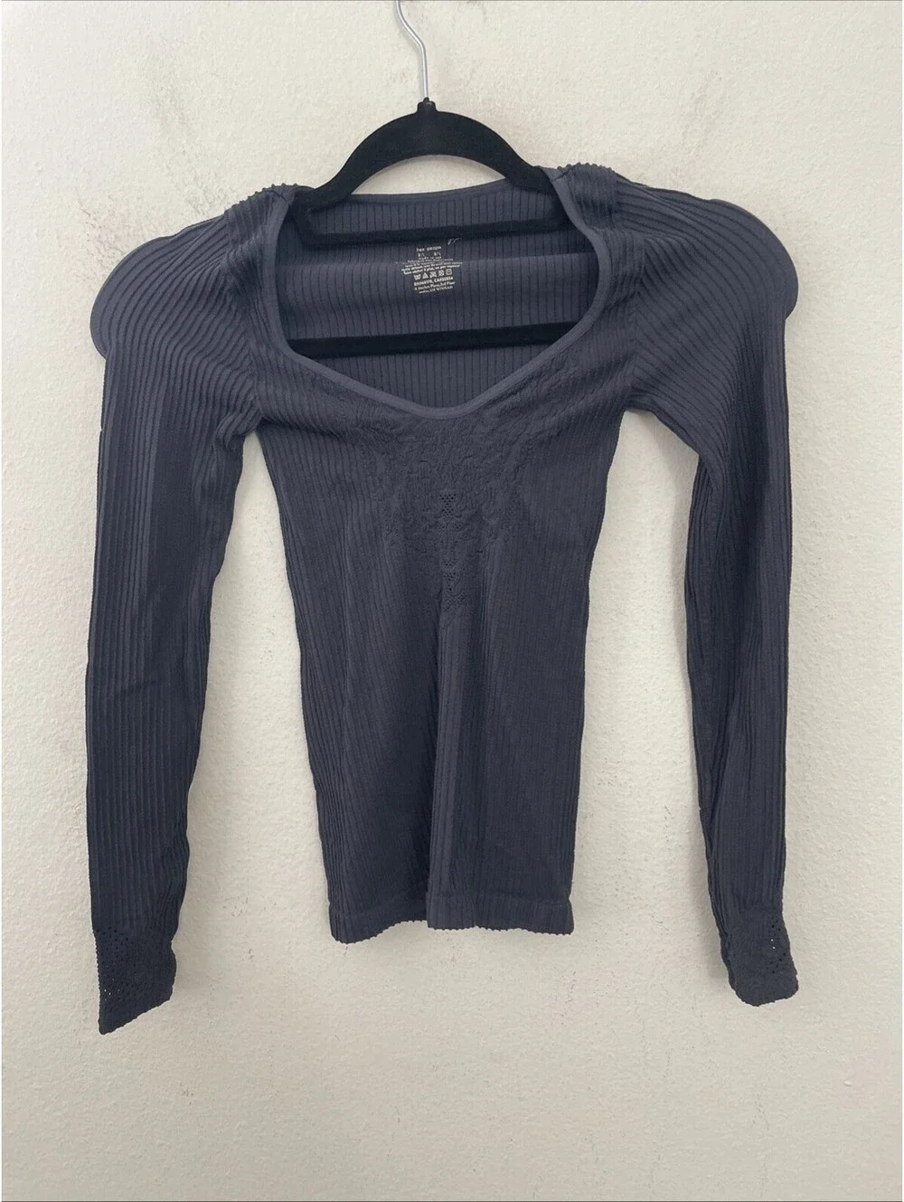 Free People Intimately   Dynamic Duo Long Sleeve gray  top  size M/L New